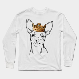 Smooth Chihuahua Dog King Queen Wearing Crown Long Sleeve T-Shirt
